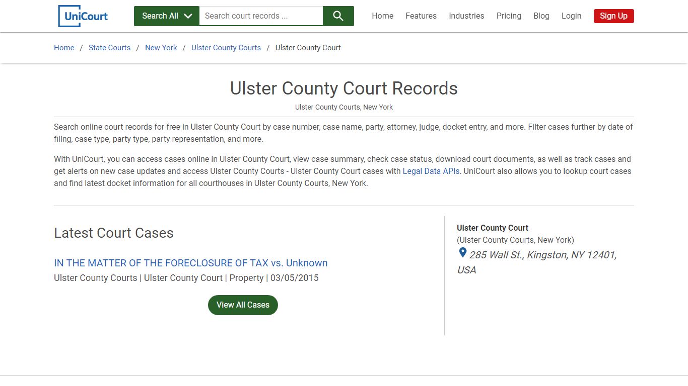 Ulster County Court Records | Ulster | UniCourt